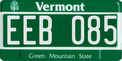 VT license plate EEB085