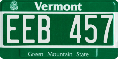 VT license plate EEB457
