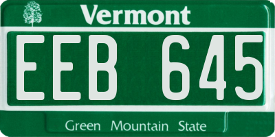 VT license plate EEB645