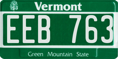 VT license plate EEB763