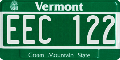 VT license plate EEC122