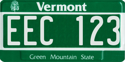 VT license plate EEC123
