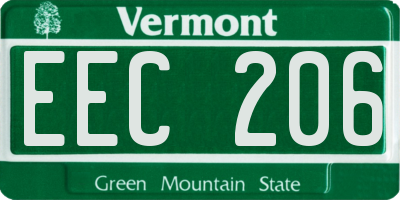 VT license plate EEC206