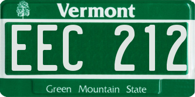 VT license plate EEC212