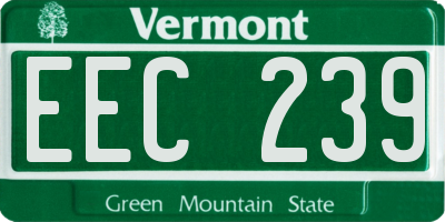 VT license plate EEC239