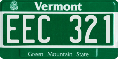 VT license plate EEC321