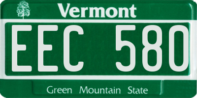 VT license plate EEC580