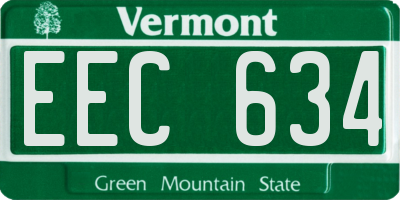 VT license plate EEC634