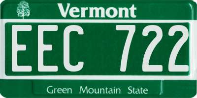 VT license plate EEC722