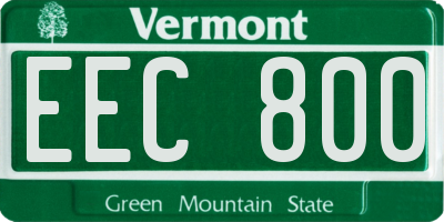 VT license plate EEC800
