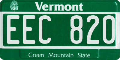 VT license plate EEC820