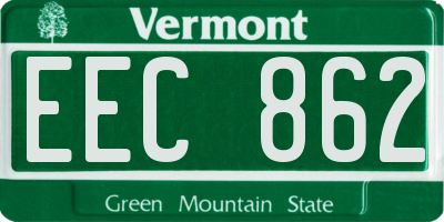 VT license plate EEC862
