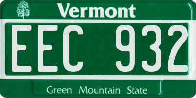 VT license plate EEC932