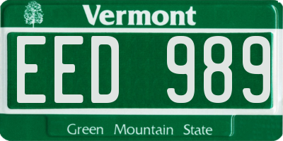 VT license plate EED989