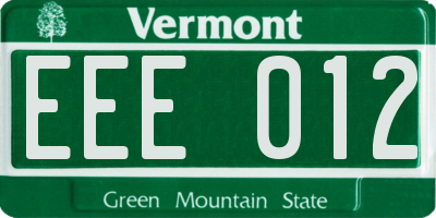 VT license plate EEE012
