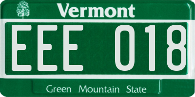 VT license plate EEE018