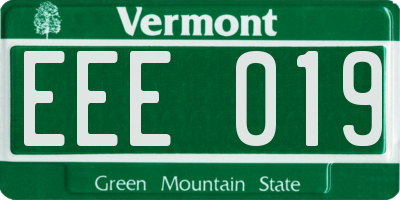 VT license plate EEE019