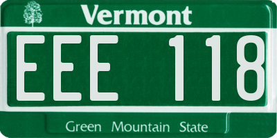 VT license plate EEE118
