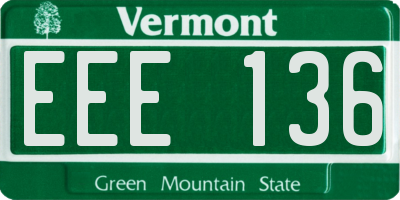 VT license plate EEE136