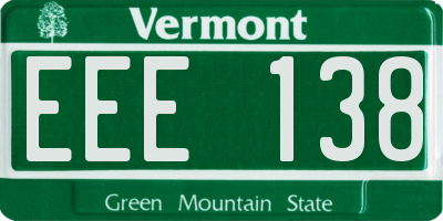 VT license plate EEE138