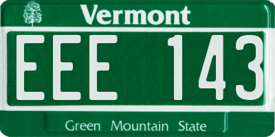 VT license plate EEE143
