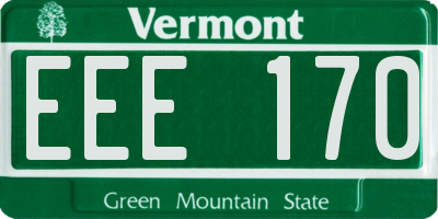 VT license plate EEE170