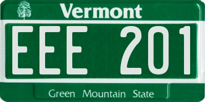 VT license plate EEE201