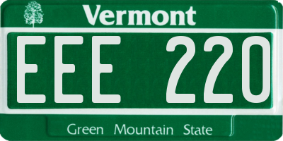 VT license plate EEE220