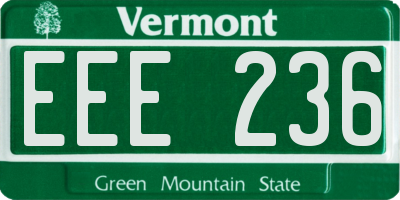 VT license plate EEE236