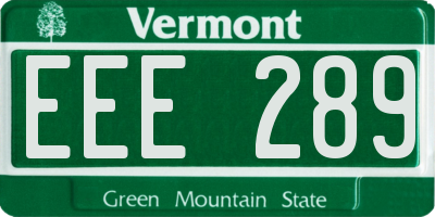 VT license plate EEE289