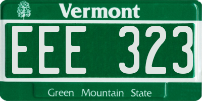 VT license plate EEE323