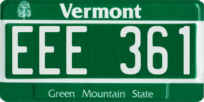 VT license plate EEE361
