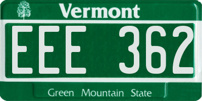 VT license plate EEE362
