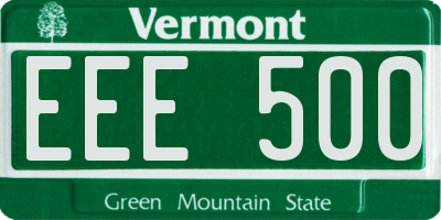 VT license plate EEE500