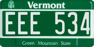 VT license plate EEE534