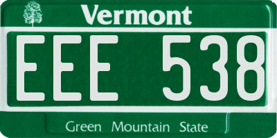 VT license plate EEE538