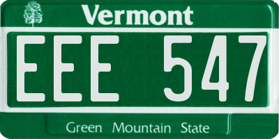VT license plate EEE547