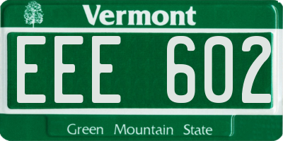 VT license plate EEE602