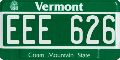 VT license plate EEE626