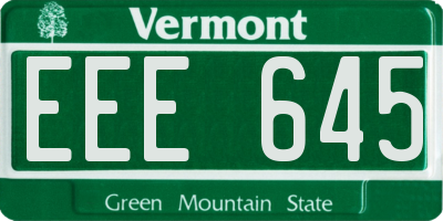 VT license plate EEE645