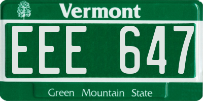 VT license plate EEE647