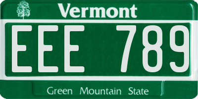 VT license plate EEE789