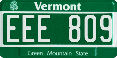 VT license plate EEE809