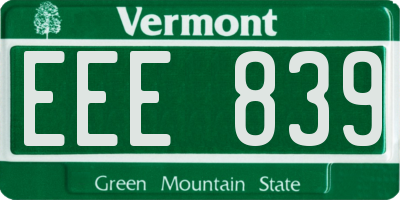 VT license plate EEE839