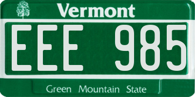 VT license plate EEE985
