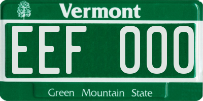 VT license plate EEF000