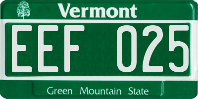 VT license plate EEF025