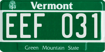 VT license plate EEF031