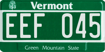 VT license plate EEF045