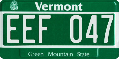 VT license plate EEF047